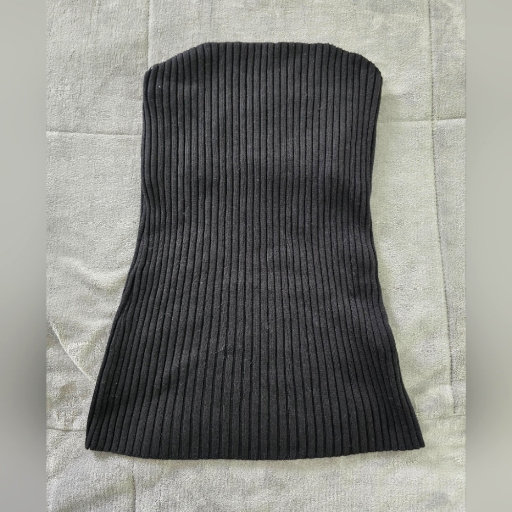 FREE PEOPLE BEACH Black Ribbed Tube Top